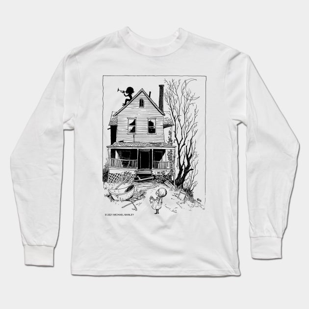 Playing the Blues in the Night Long Sleeve T-Shirt by drawmanley